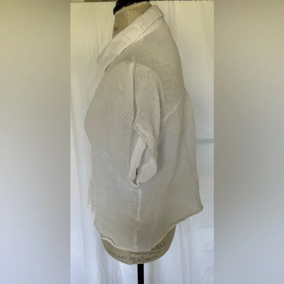 Ci Sono L.A Women’s Gauze Linen Button Down Blouse in True White Sz XL - Picture 2 of 4